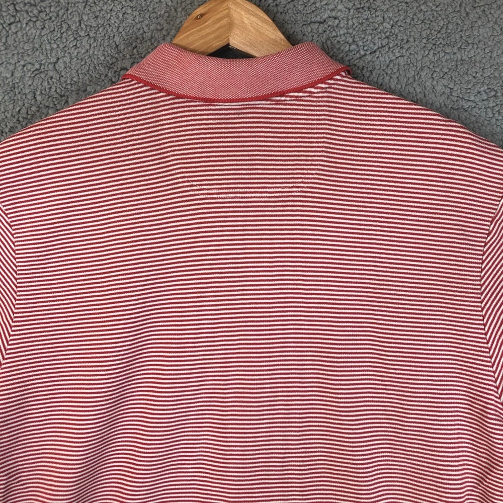 Tommy Bahama Mens Large Red White Striped Short Sleeve Marlin Polo Shirt - Picture 11 of 12